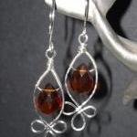 Celtic Buds W Faceted Amber Colored Teardrop
